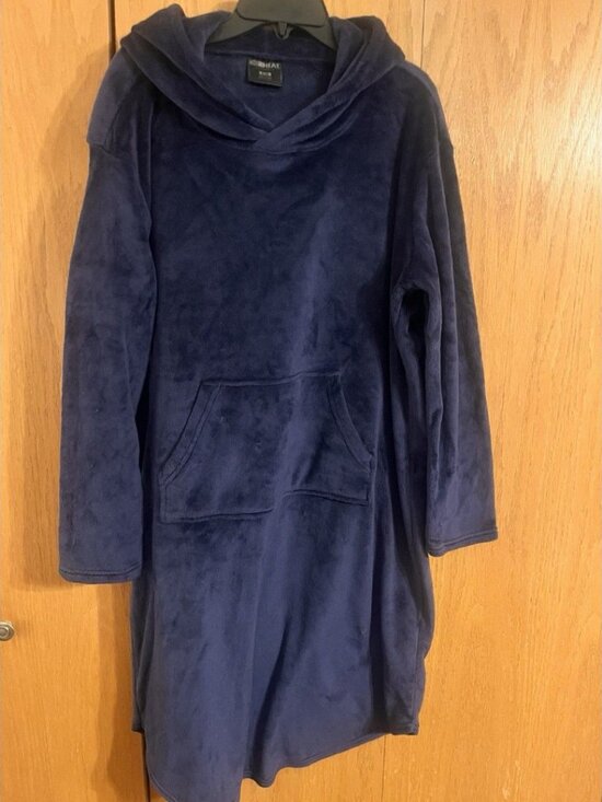32 Degrees Heat Other - 32 Degree Heat S/M Navy Blue Velour Sleepwear Pullover Hoodie Lounge Robe